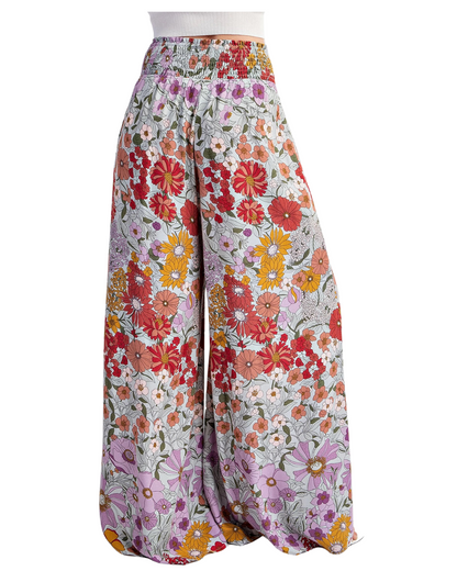 Floral Flowy Wide Leg Pants- Lavender