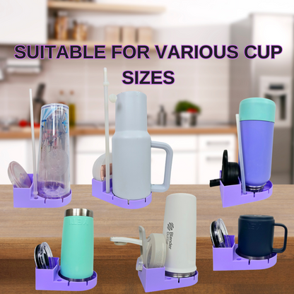 Silicone Drying Rack Stand for Stanley Cup Water Bottle with Straw & Lid Holder-  For Mugs, Cups and Tumblers- Compact Design for Kitchen, Office, Travel & Dorm