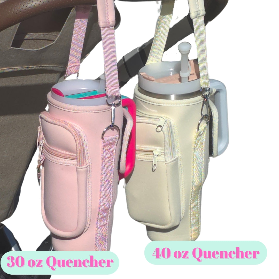 Stanley Cup Holder for Stroller- Insulated Carrier with Large Phone Pocket, Crossbody Strap & Wallet, Fits Most 30/40 Ounce Styles , Water Bottle Holder for Moms, Travelers & Active Lifestyles