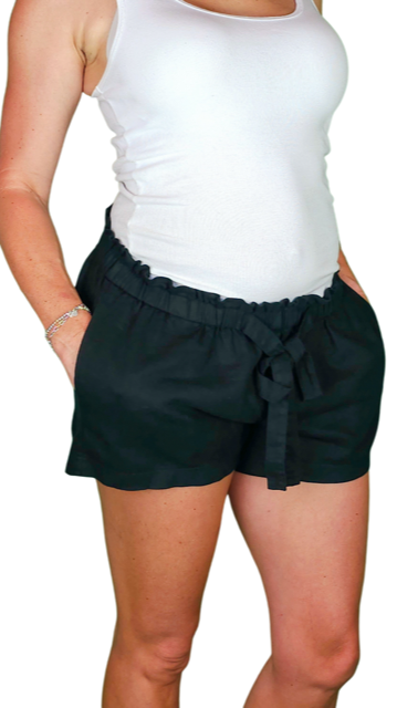 Isabel Maternity by Ingrid & Isabel Underbelly Linen Blend, Tie-Front Pull-On Shorts