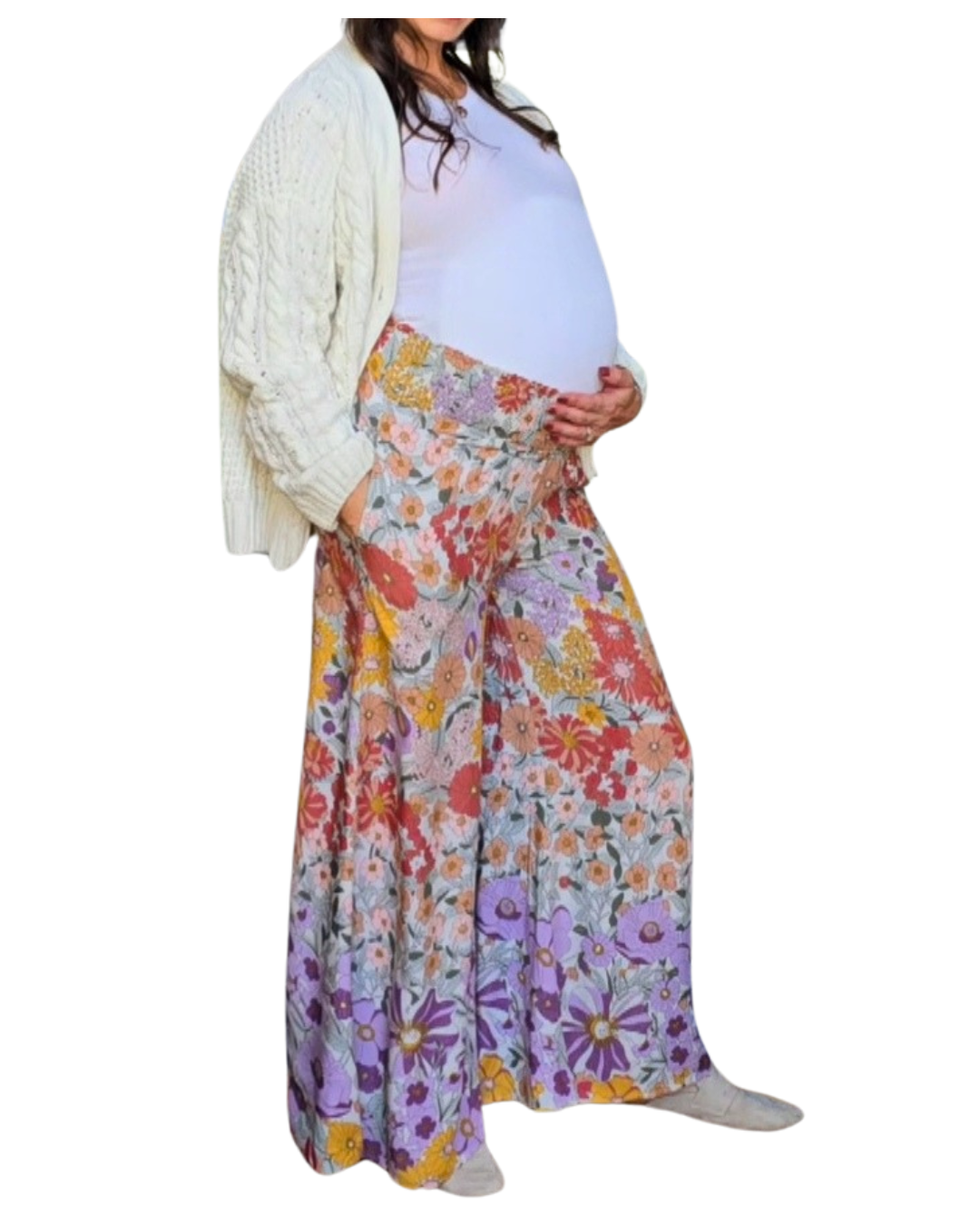 Floral Flowy Wide Leg Pants- Lavender