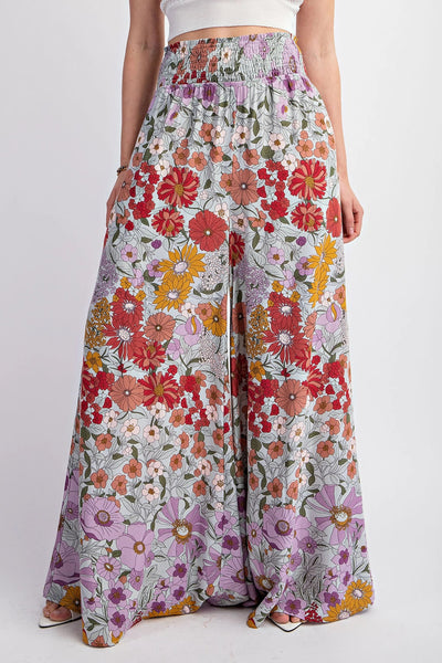 Floral Flowy Wide Leg Pants- Lavender