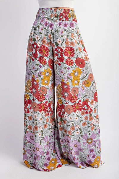 Floral Flowy Wide Leg Pants- Lavender