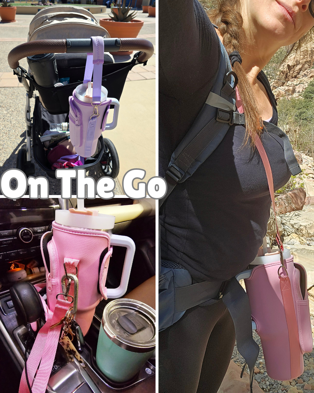 Stanley Cup Holder for Stroller- Insulated Carrier with Large Phone Pocket, Crossbody Strap & Wallet, Fits Most 30/40 Ounce Styles , Water Bottle Holder for Moms, Travelers & Active Lifestyles