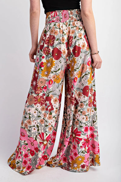 Floral Flowy Wide Leg Pants- Lavender