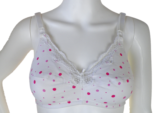 Pink Polka Dot Wireless Nursing Bra