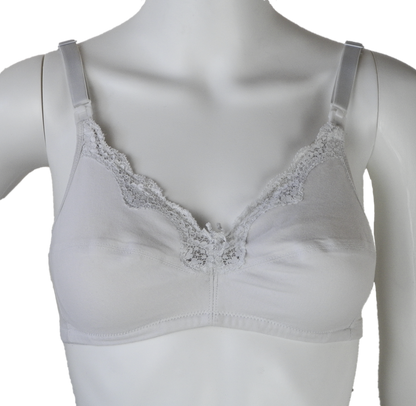 White Cotton Blend Wireless Nursing Bra