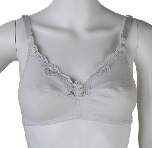 White Cotton Blend Wireless Nursing Bra